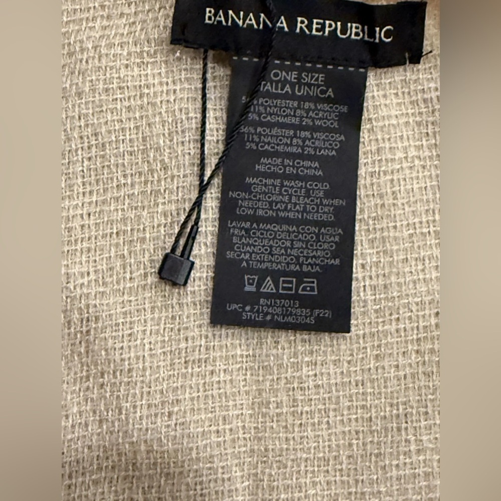 NWOT Banana Republic Plaid Shawl Cashmere Wool Wrap One Size - Picture 5 of 5